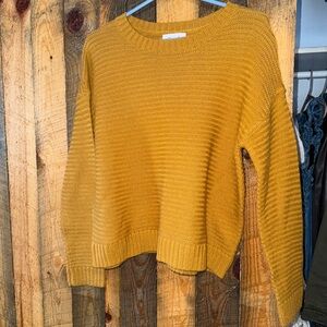 BE COOL Mustard Yellow Ribbed Crewneck Sweater